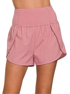 Zenana High-Waist Rose Pink Women’s Athletic Shorts